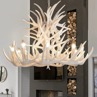 Antler Metal/Resin Chandelier, White