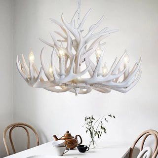 Antler Metal/Resin Chandelier, White