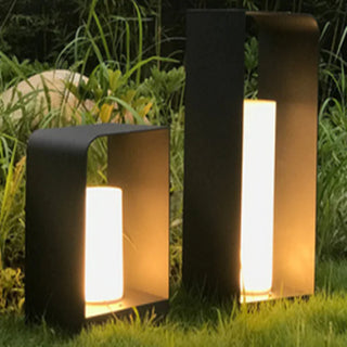 Minimalist Cuboid Candle Solar Outdoor Floor Lamp, Black