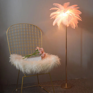 Feather Floor Lamp, Ostrich Feather & Metal