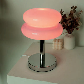 Nordic Round Metal/Glass Table Lamp, White/Beige/Pink