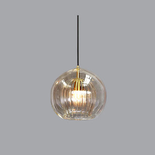 Flowing Gold Glass Globe Pendant Light Clear/Amber Bedroom