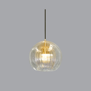 Flowing Gold Glass Globe Pendant Light Clear/Amber Bedroom