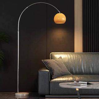 Curved Line Floor Lamp, Tall Floor Light, Modern, Orange/ White