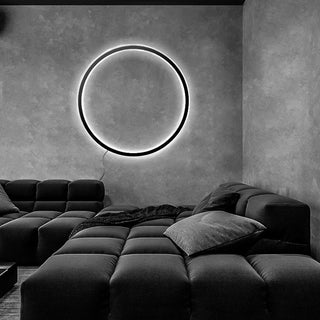 Minimalist Atmospheric Line Black Ring Wall Lamp，6 Sizes