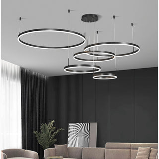 Multi-ring Black Pendant Light, 2/3/4/5 Rings