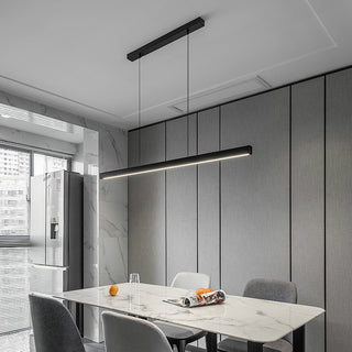 Minimalist Linear Pendant Light, Metal & Wood