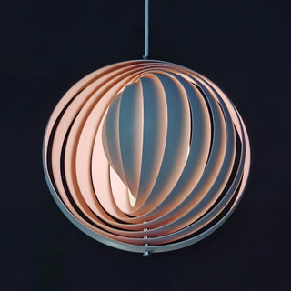 Modern Danish White Moon Ring Rotating Pendant Light