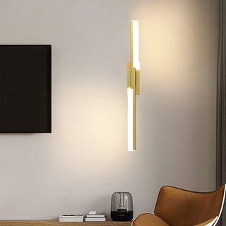 Melton Geometric Mirror Front Wall Lamp, Black & Gold, 16"/23"