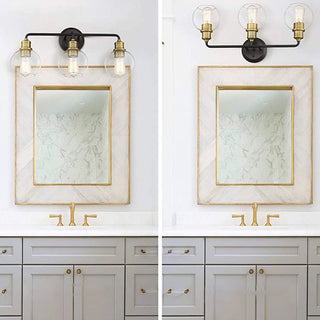 Dome Mirror Front Vanity Wall Wall Lamp, Black & Gold, 2/3 Heads