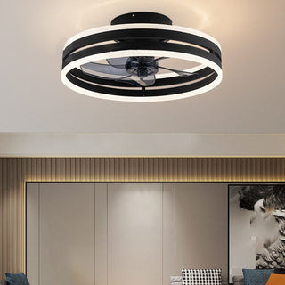 Black Double-layer Ceiling Fan with Light, 2 Color, 16"/20"