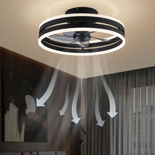 Black Double-layer Ceiling Fan with Light, 2 Color, 16"/20"