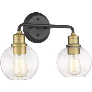 Dome Mirror Front Vanity Wall Wall Lamp, Black & Gold, 2/3 Heads