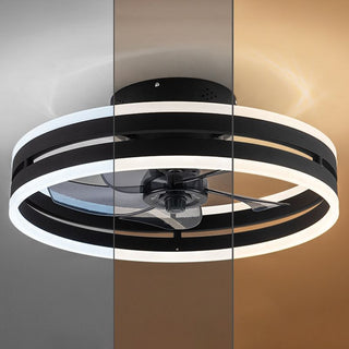 Black Double-layer Ceiling Fan with Light, 2 Color, 16"/20"