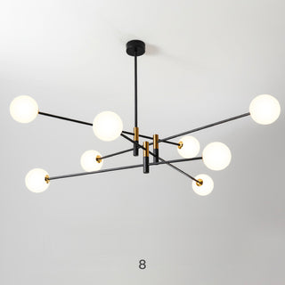 Simple Black And Gold Multi-head Glass Ball Chandelier,4/6/8 Heads