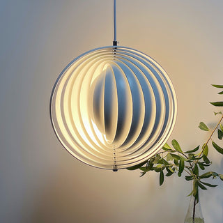 Modern Danish White Moon Ring Rotating Pendant Light