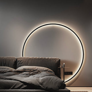 Minimalist Atmospheric Line Black Ring Wall Lamp，6 Sizes