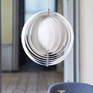 Modern Danish White Moon Ring Rotating Pendant Light