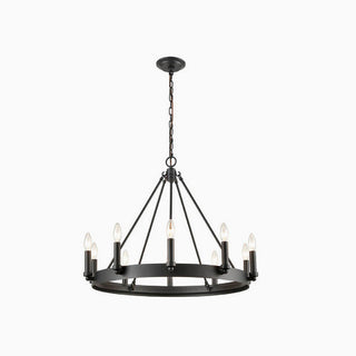 American Country Industrial Style Wrought Iron Imitation Candle Black Chandelier