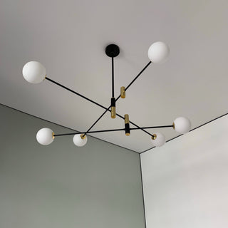 Simple Black And Gold Multi-head Glass Ball Chandelier,4/6/8 Heads