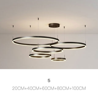 Multi-ring Black Pendant Light, 2/3/4/5 Rings