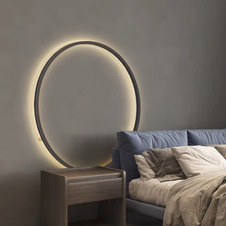 Minimalist Atmospheric Line Black Ring Wall Lamp，6 Sizes