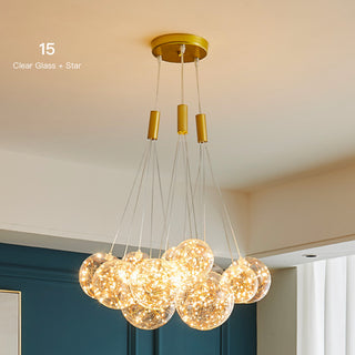 Glass Bubble Cluster Pendant Light, 3/5/9/15 Heads