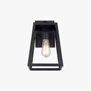 Black Glass Outdoor Wall Lamp, 13”