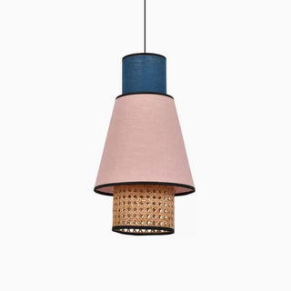 Pink Rattan Pendant Light