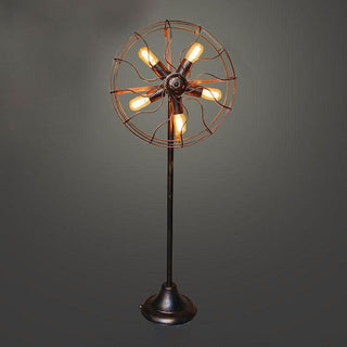 Brown Fan Design Floor Lamp, Metal, 56"