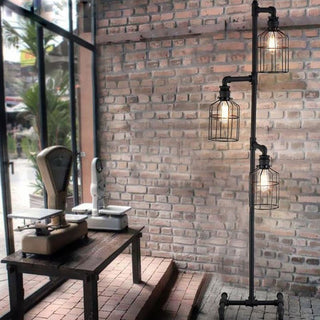 Bird Cage Black Floor Lamp, 3 Heads, 59"