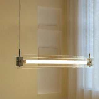 Minimalist Industrial Suspended Long Strip Glass Chandelier