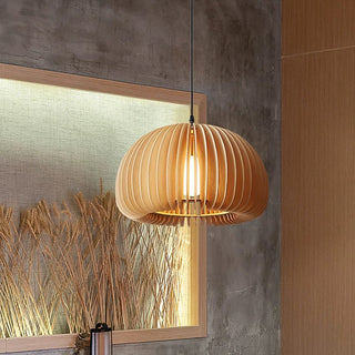 Pumpkin Wooden Pendant Light