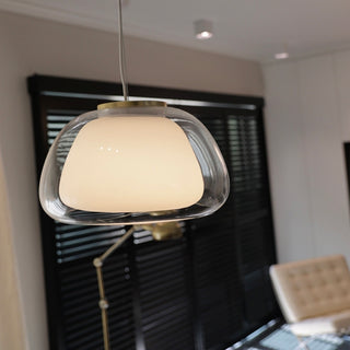 Creamy Double Layer Glass Pendant Light