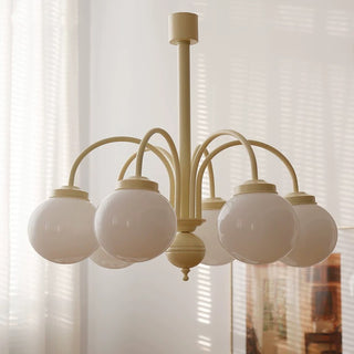 Beige Glass Bubble Tricolor Temperature Chandelier