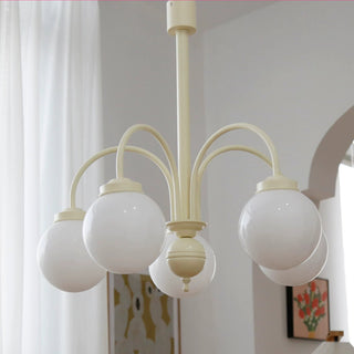 Beige Glass Bubble Tricolor Temperature Chandelier