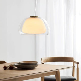 Creamy Double Layer Glass Pendant Light