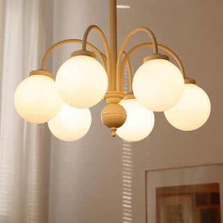 Beige Glass Bubble Tricolor Temperature Chandelier