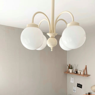 Beige Glass Bubble Tricolor Temperature Chandelier