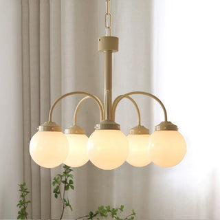 Beige Glass Bubble Tricolor Temperature Chandelier