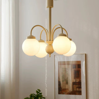 Beige Glass Bubble Tricolor Temperature Chandelier