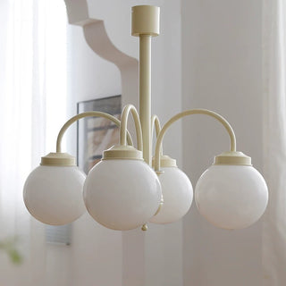 Beige Glass Bubble Tricolor Temperature Chandelier