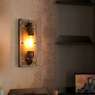 Industrial Wall Lamp, Metal & Wood, 15x40cm