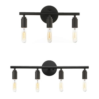 Bulb Black Mirror Front Vanity Wall Lamp, 3/4 Heads