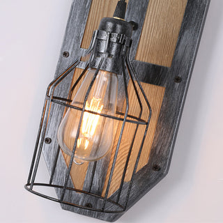 Bird Cage Wall Lamp, Metal & Wood, 20x40cm