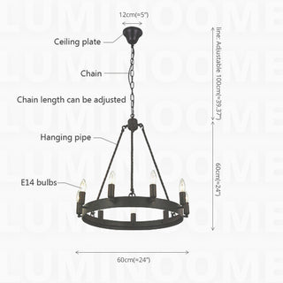 American Country Industrial Style Wrought Iron Imitation Candle Black Chandelier