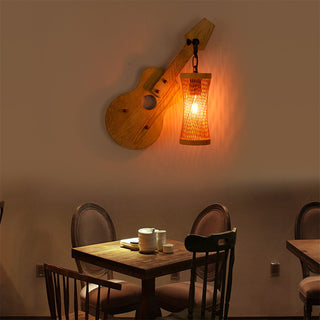 Guitar Wall Lamp, Metal & Wood