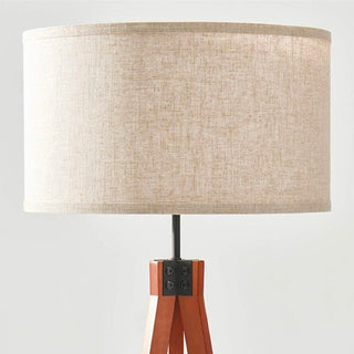 Beige Fabric Wood Classic Tripod Floor Lamp