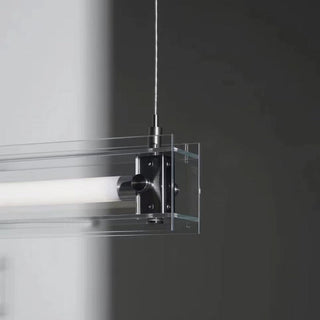 Minimalist Industrial Suspended Long Strip Glass Chandelier