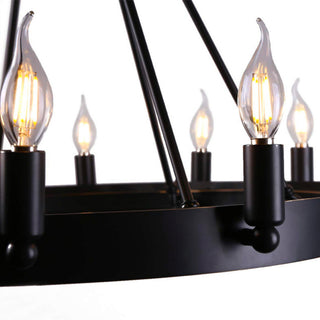 American Country Industrial Style Wrought Iron Imitation Candle Black Chandelier